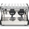 This image is a front view of the Rancilio Classe 7 S espresso machine in Anthracite Black, with groups at traditional height and semi-automatic dosing controls.