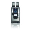 This image is a front view of the ONE Prue Coffee espresso machine, 1 group with adjustable height and automatic 2 step dosing controls, attatched isteam wand.