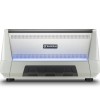 This image is a back panel view of the Rancilio Classe 11 espresso machine in pearl white with LED lighting, 3 groups and volumetric dosing controls.